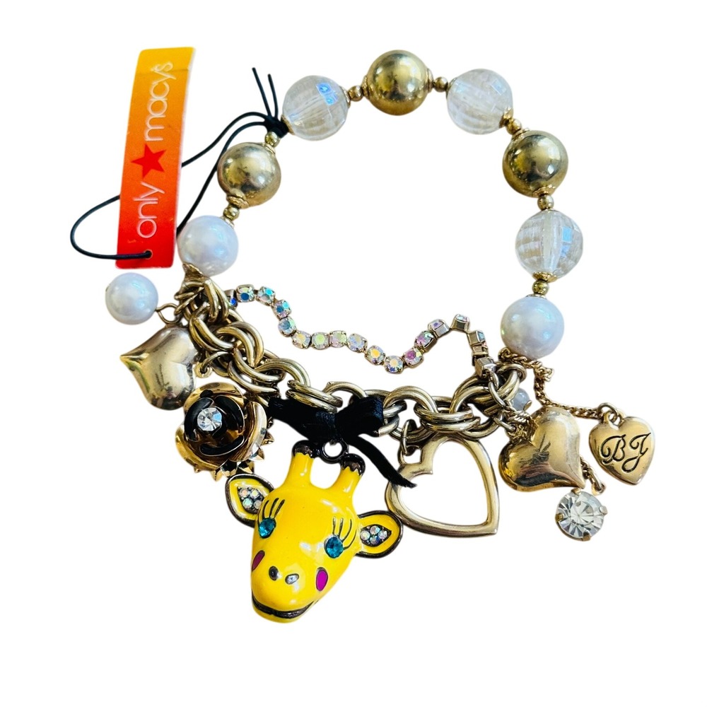 Betsey Johnson A Day AT The Zoo Giraffe Bracelet VTG Pearl Groovy Y2K Whimsical
